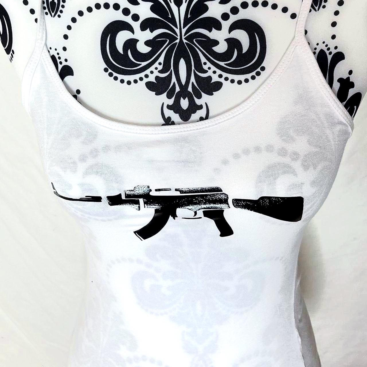 AK47 Gun Graphic Vest Black Grunge Tank Top