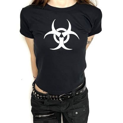 Front View: Y2K Biohazard Toxic Waste T-Shirt – by Acidcore