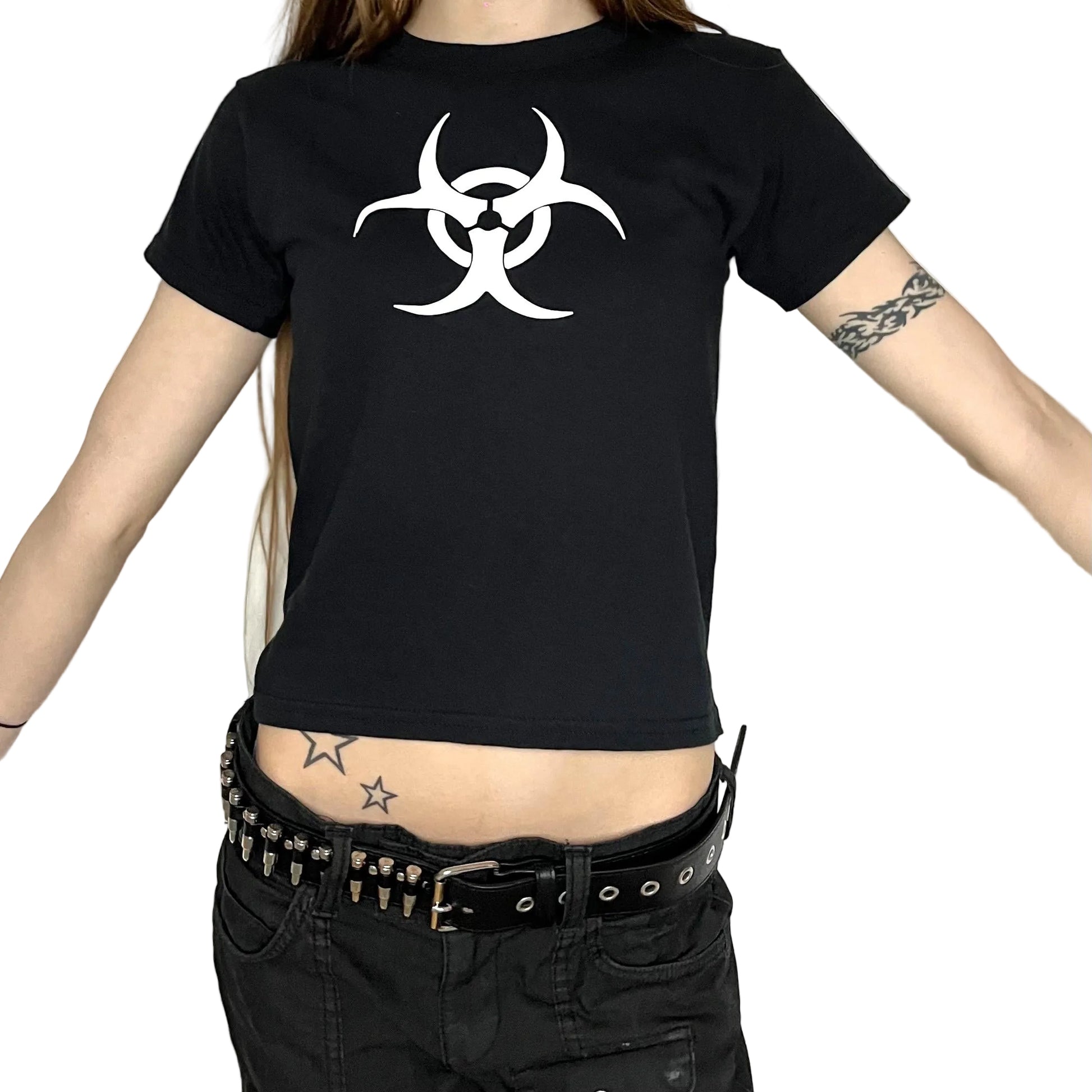 Biohazard Toxic Waste Symbol Graphic T-Shirt Alt Cyber Grunge