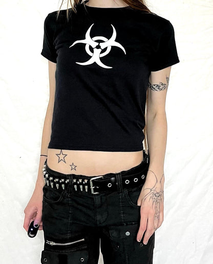 Biohazard Toxic Waste Symbol Graphic T-Shirt Alt Cyber Grunge