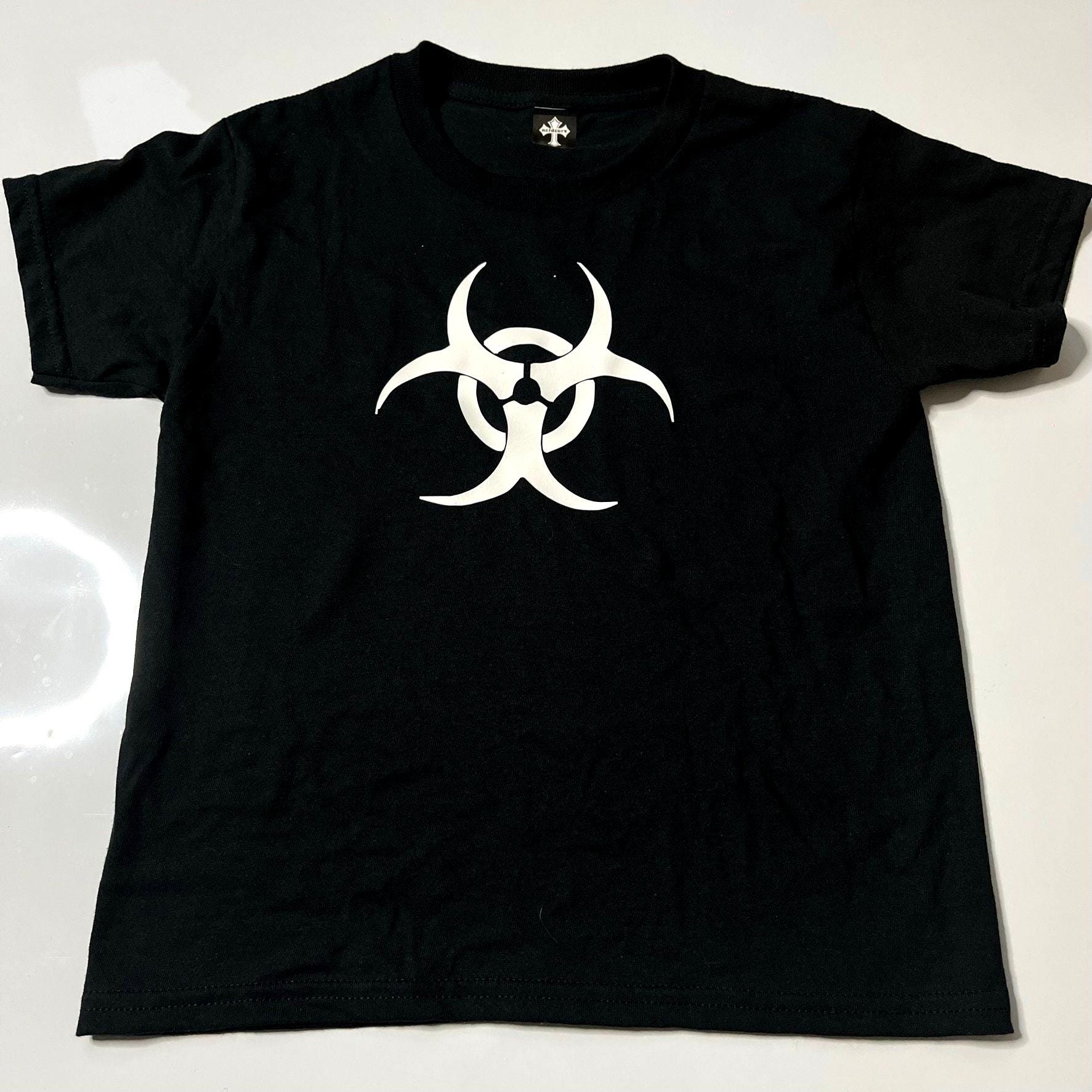 Biohazard Toxic Waste Symbol Graphic T-Shirt Alt Cyber Grunge