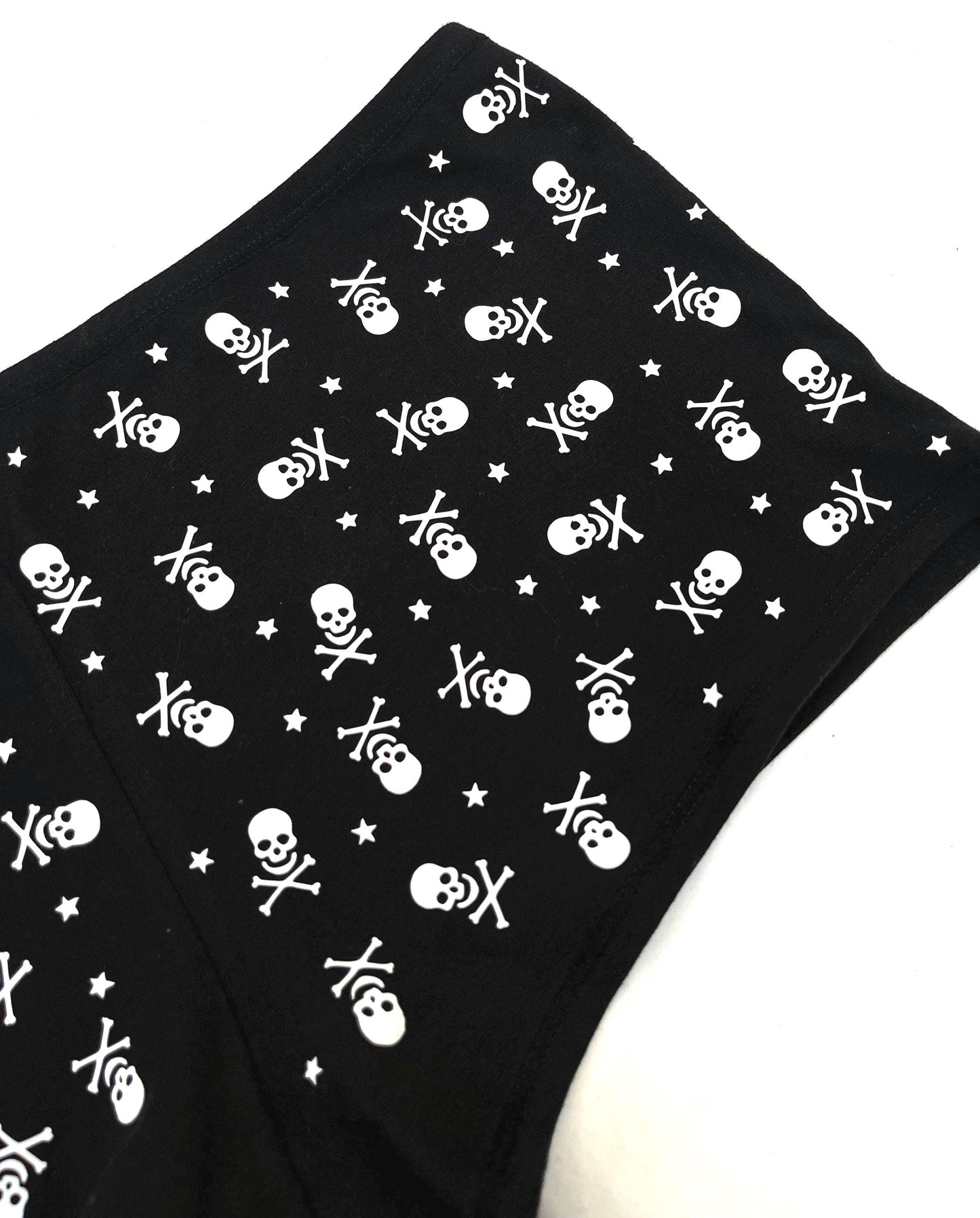 Black Low Rise Booty Shorts All Over Star & Skull Design