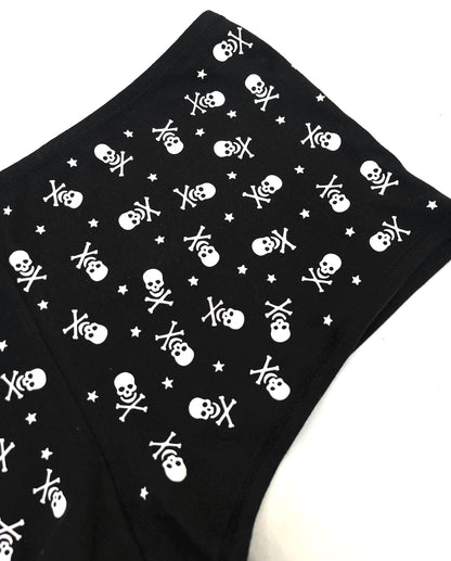 Black Low Rise Booty Shorts All Over Star & Skull Design