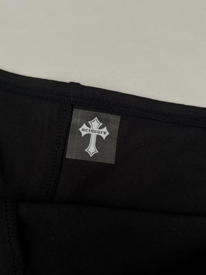 Black Low Rise Booty Shorts White Skull Lips Design