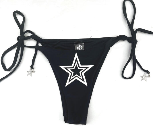 Black Multi Double Star Tie String Bikini Halter Neck Festival Y2k