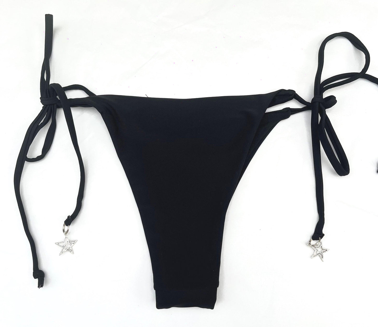 Black Multi Double Star Tie String Bikini Halter Neck Festival Y2k