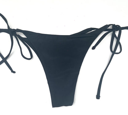 Black Y2K Biohazard Bikini Set – Halter Top & Tie V-String Bottoms Womens (White Print)