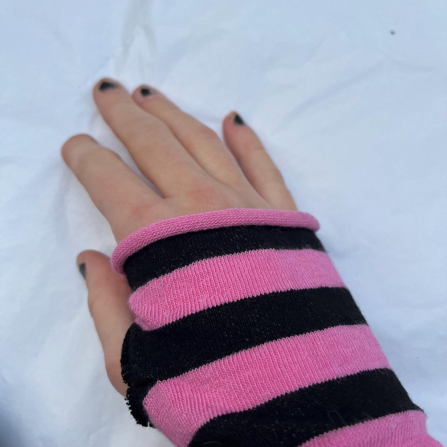 Black n Pink Stripe Skull Long Sleeve Angel Broken Heart Top