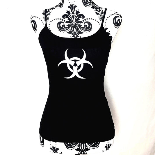 Cyber Black Biohazard Warning Symbol Cami Tank Top