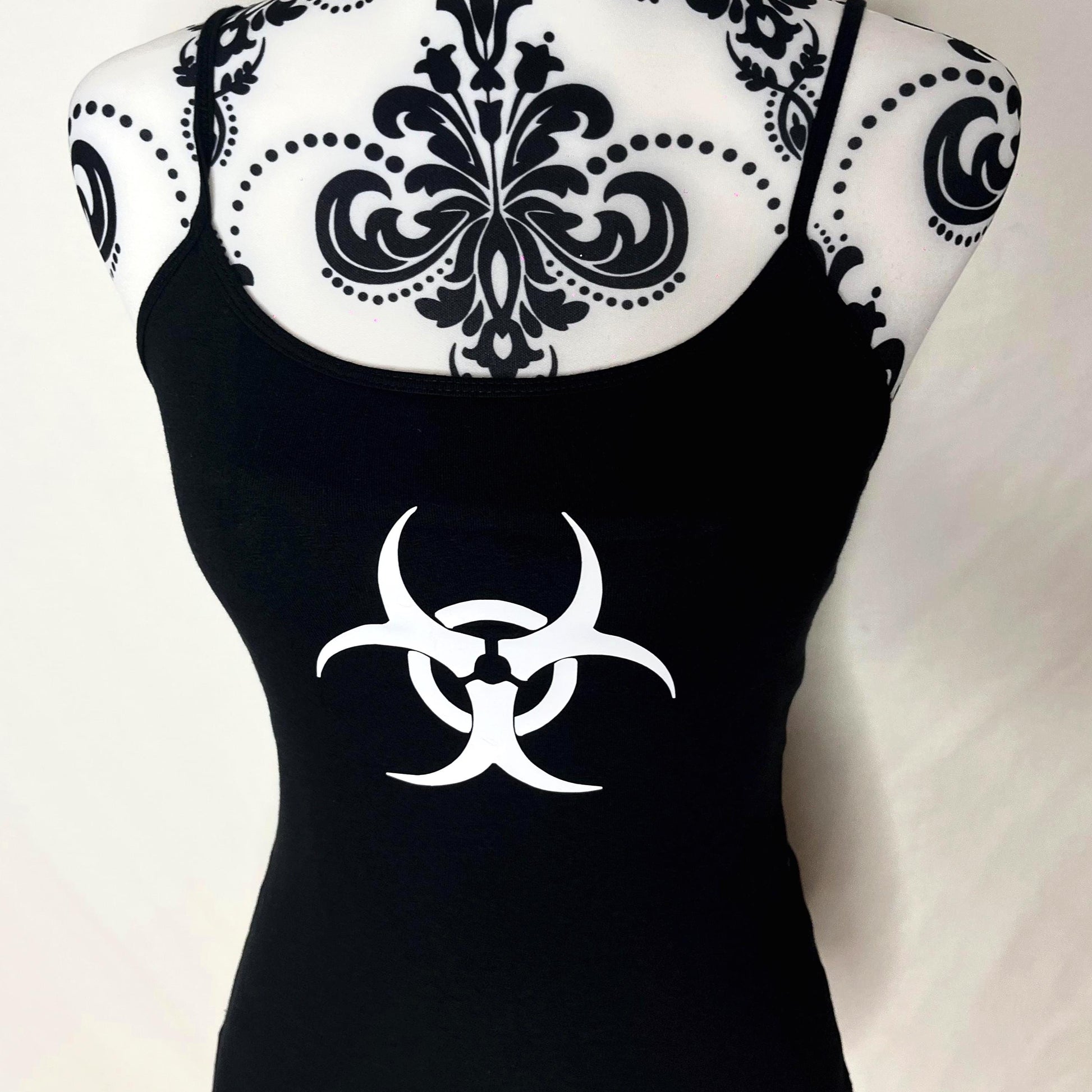 Cyber Black Biohazard Warning Symbol Cami Tank Top
