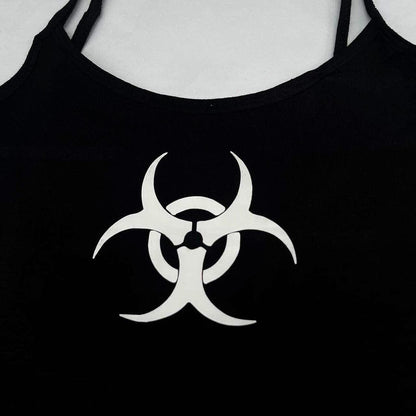 Cyber Black Biohazard Warning Symbol Cami Tank Top
