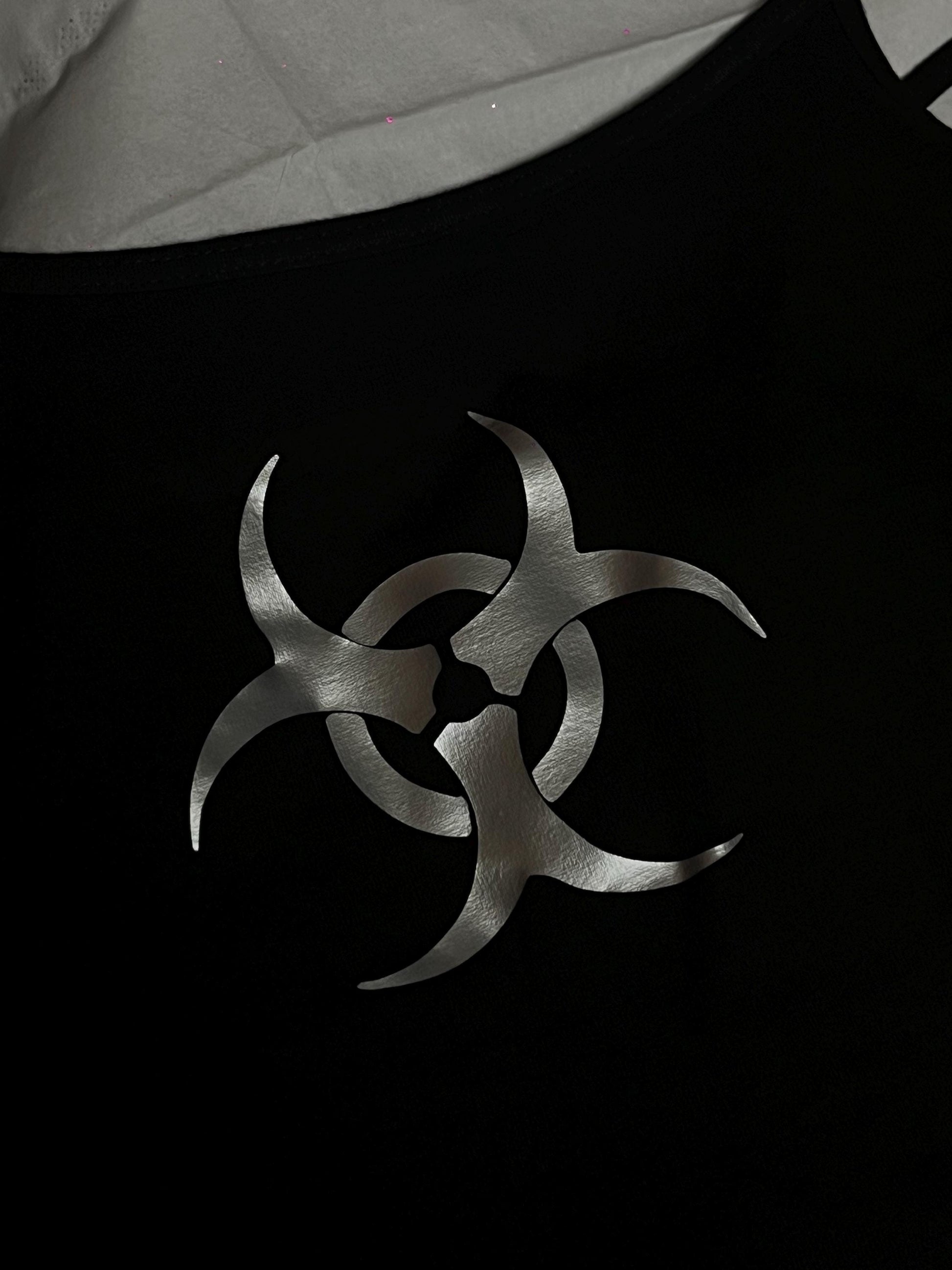 Cyber Silver Biohazard Warning Symbol Black Cami Tank Top