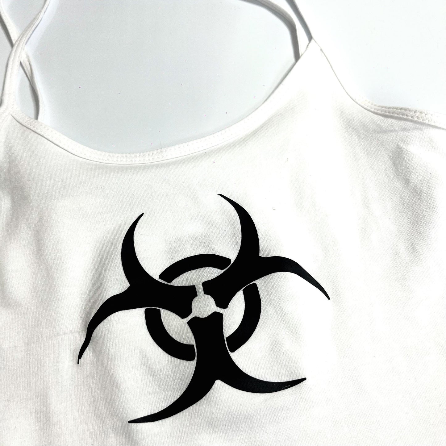 Cyber Silver Biohazard Warning Symbol Black Cami Tank Top