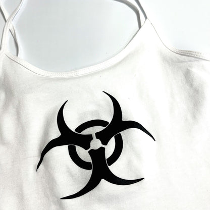 Cyber Silver Biohazard Warning Symbol Black Cami Tank Top