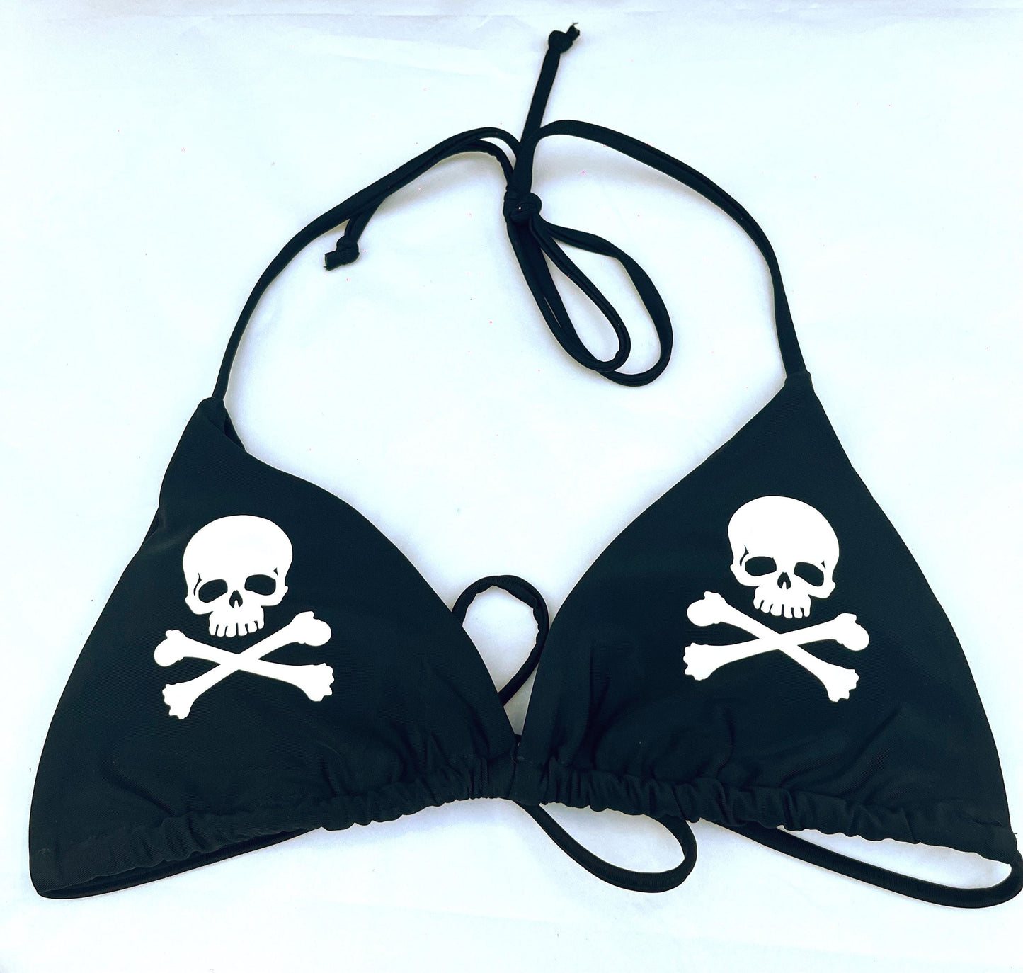 Emo Red Skulls Black Bikini Halter Tie String Grunge Swimsuit