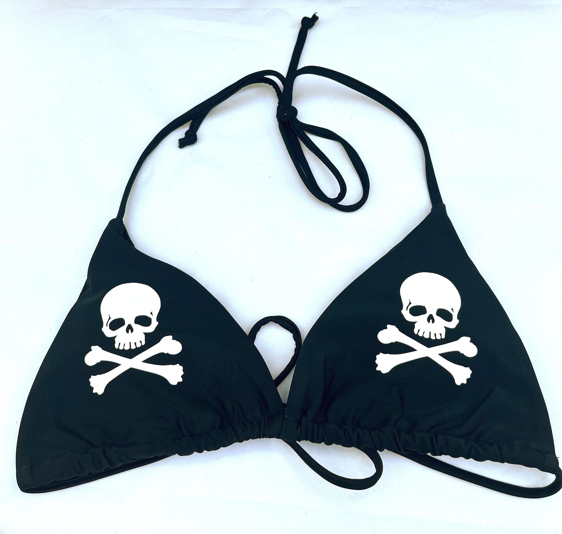 Emo Red Skulls Black Bikini Halter Tie String Grunge Swimsuit