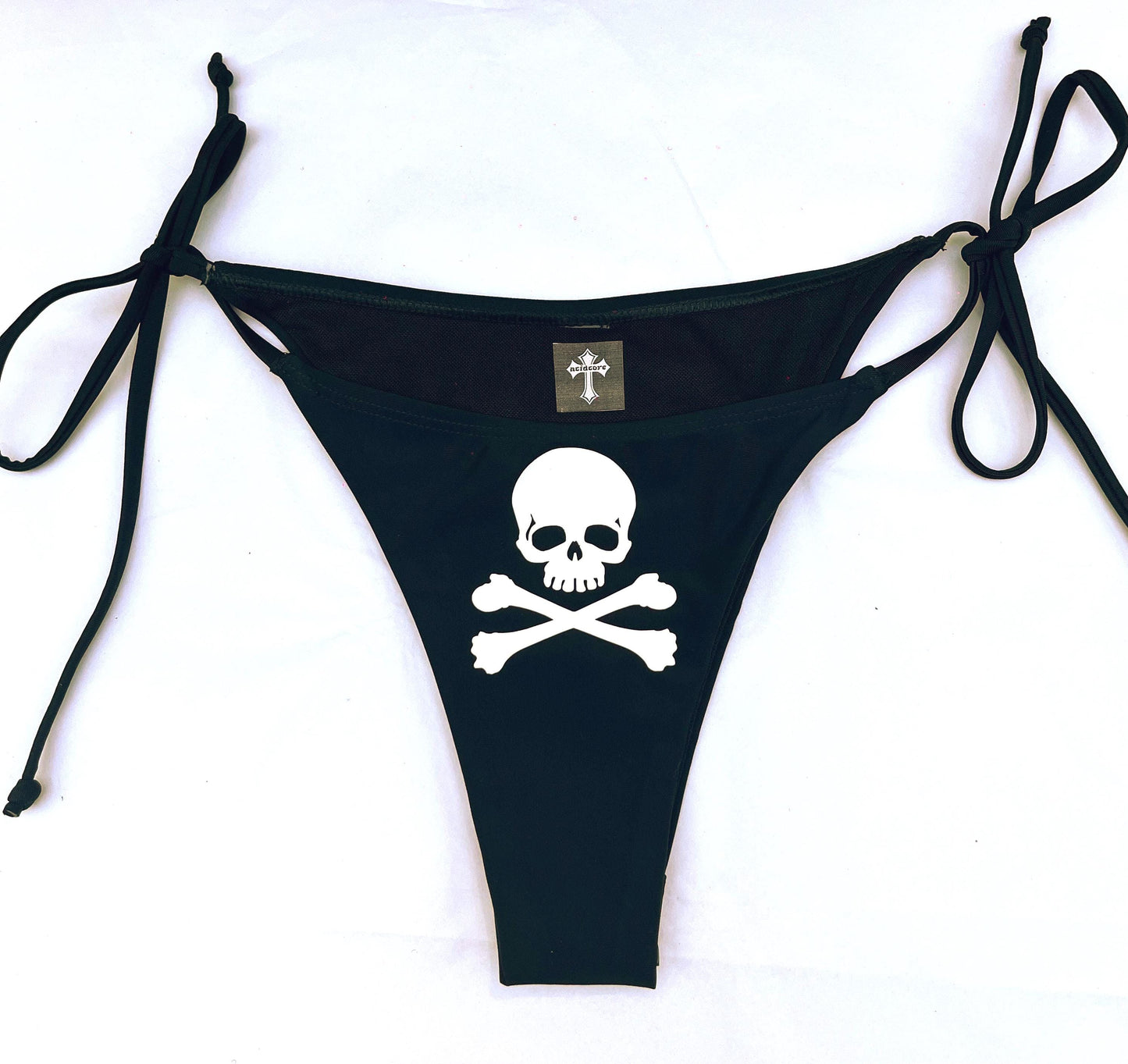 Emo Red Skulls Black Bikini Halter Tie String Grunge Swimsuit