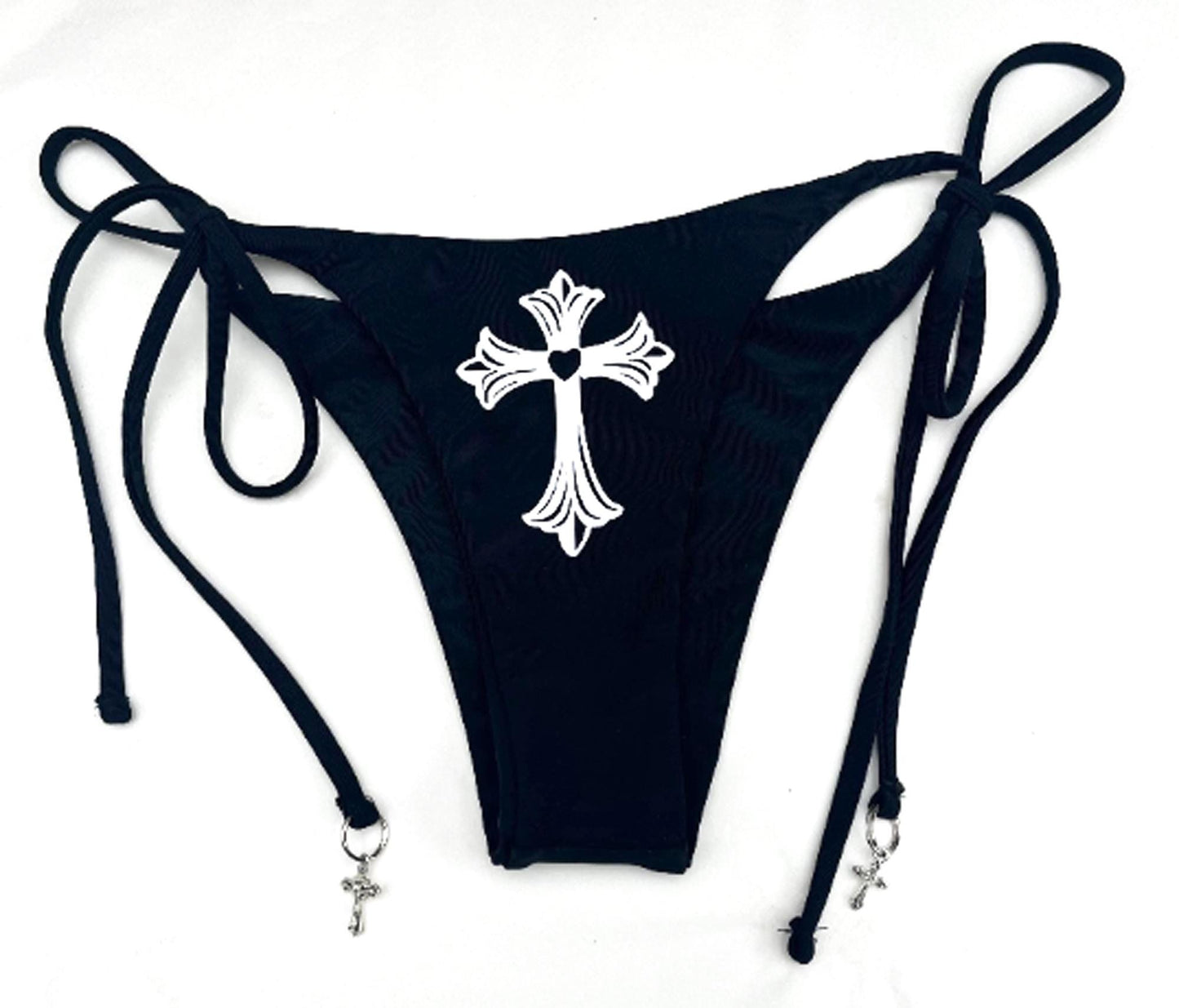 Gothic Cross Rave Set Bikini– Scene Girl Tie String Festival Outfit