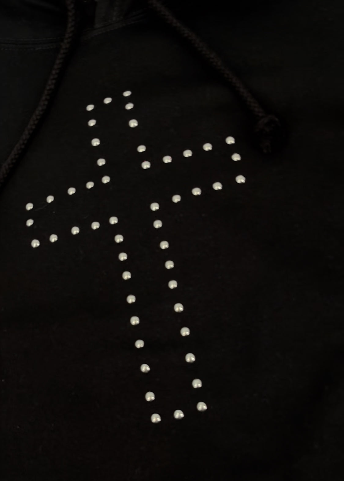 Black Studded Cross Oversized Goth Hoodie