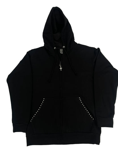 Gothic Dome Studded Grunge Zip Up Hoodie