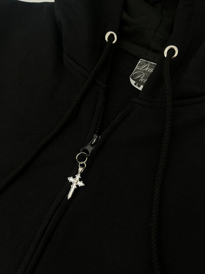 Gothic Dome Studded Grunge Zip Up Hoodie