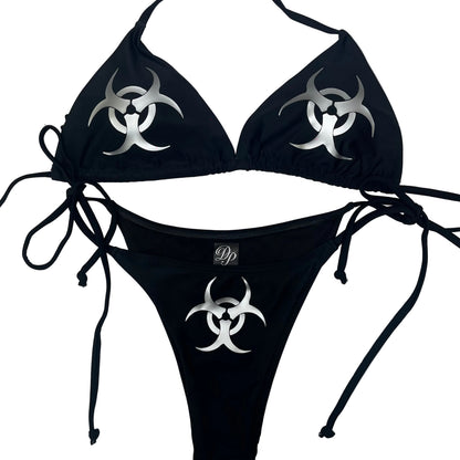 Silver Biohazard Black Bikini Set Charms