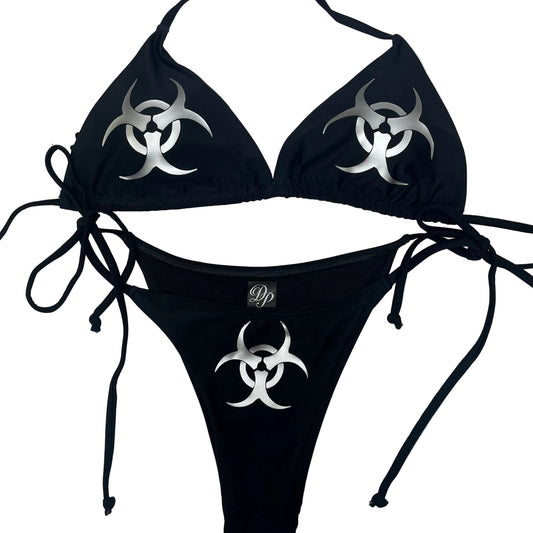 Silver Biohazard Black Bikini Set