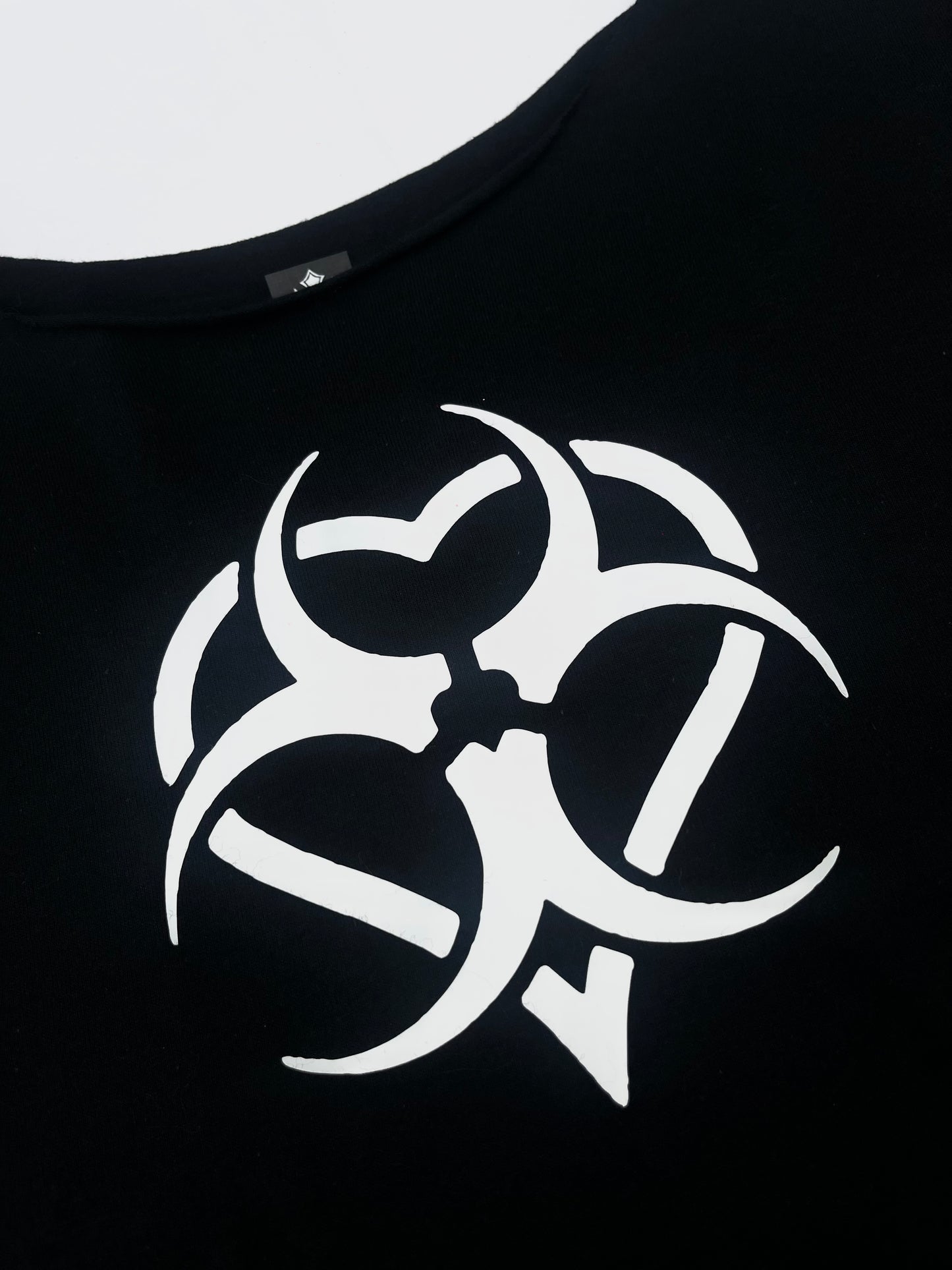 Heart Biohazard Off Shoulder Top Black Gothic Tee