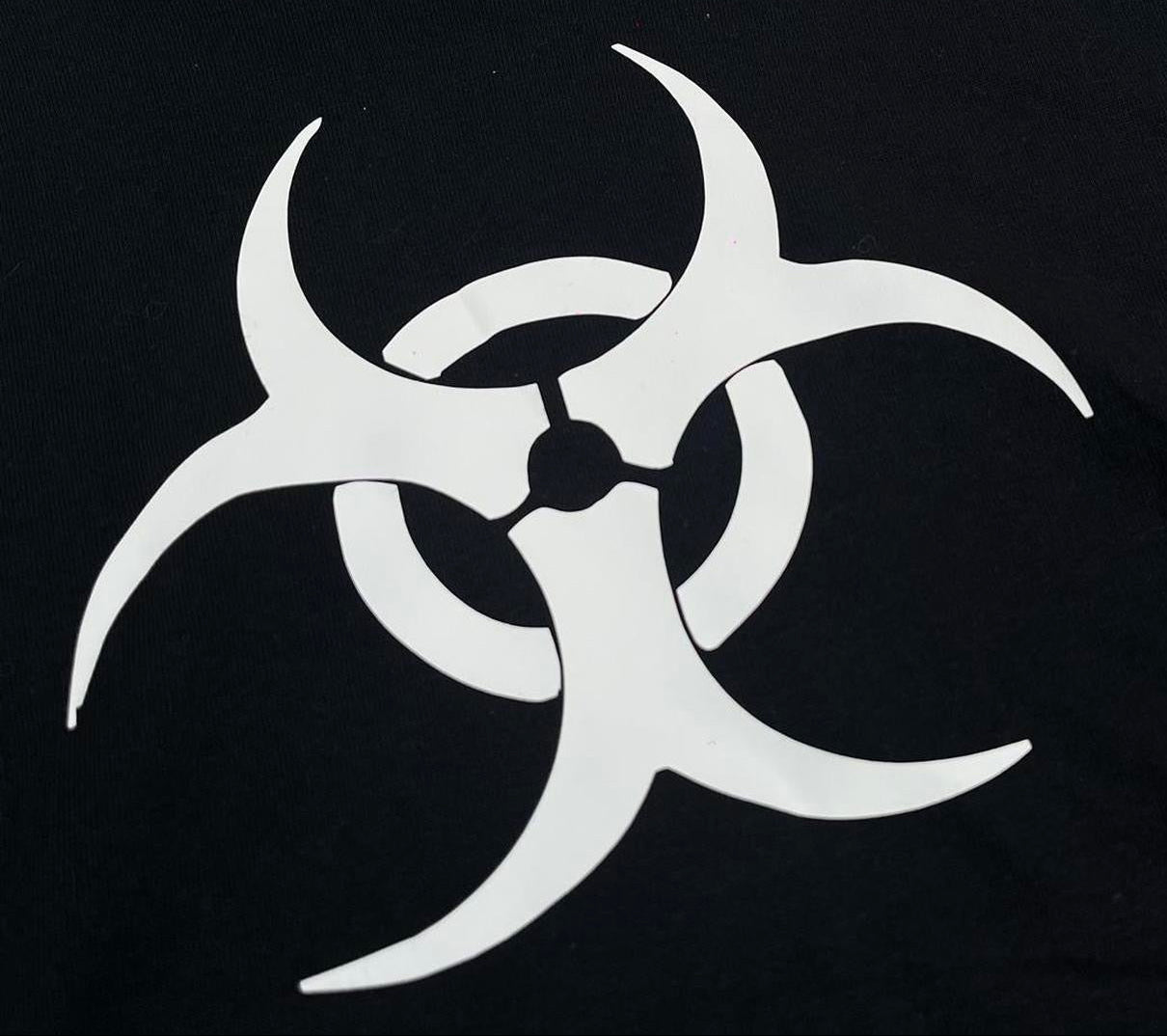 Biohazard Off Shoulder Top – Black Gothic Graphic Tee