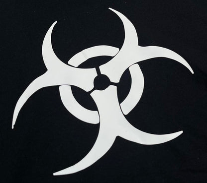 Biohazard Off Shoulder Top – Black Gothic Graphic Tee