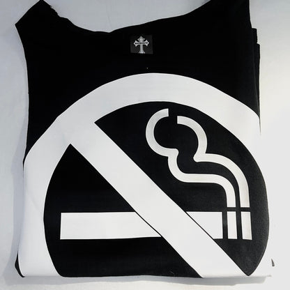 Y2K No Smoking Sign Black Oversized Off The Shoulder T-Shirt Tee Top