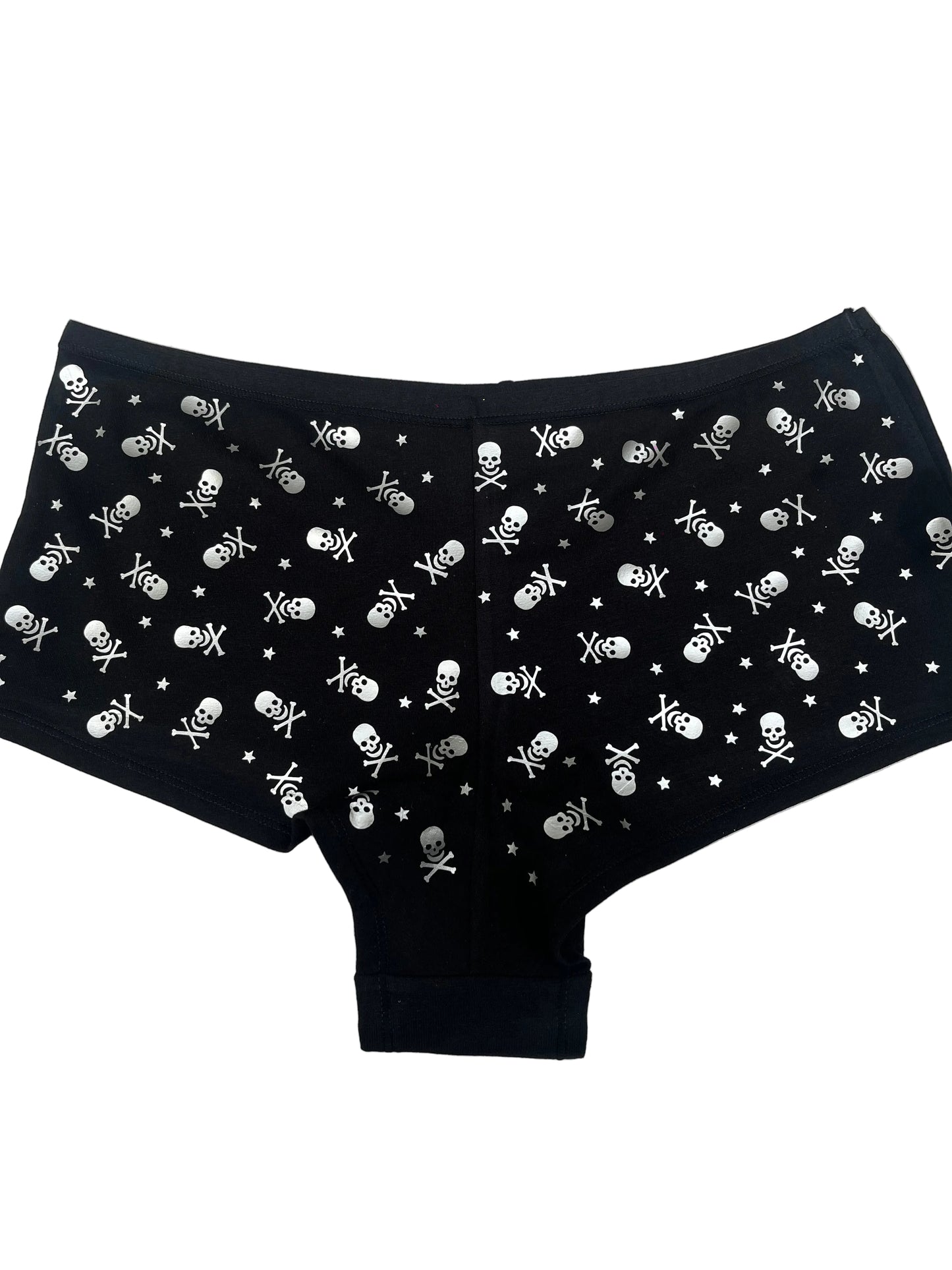 Pink Black Low Rise Booty Shorts All Over Star & Skull Design