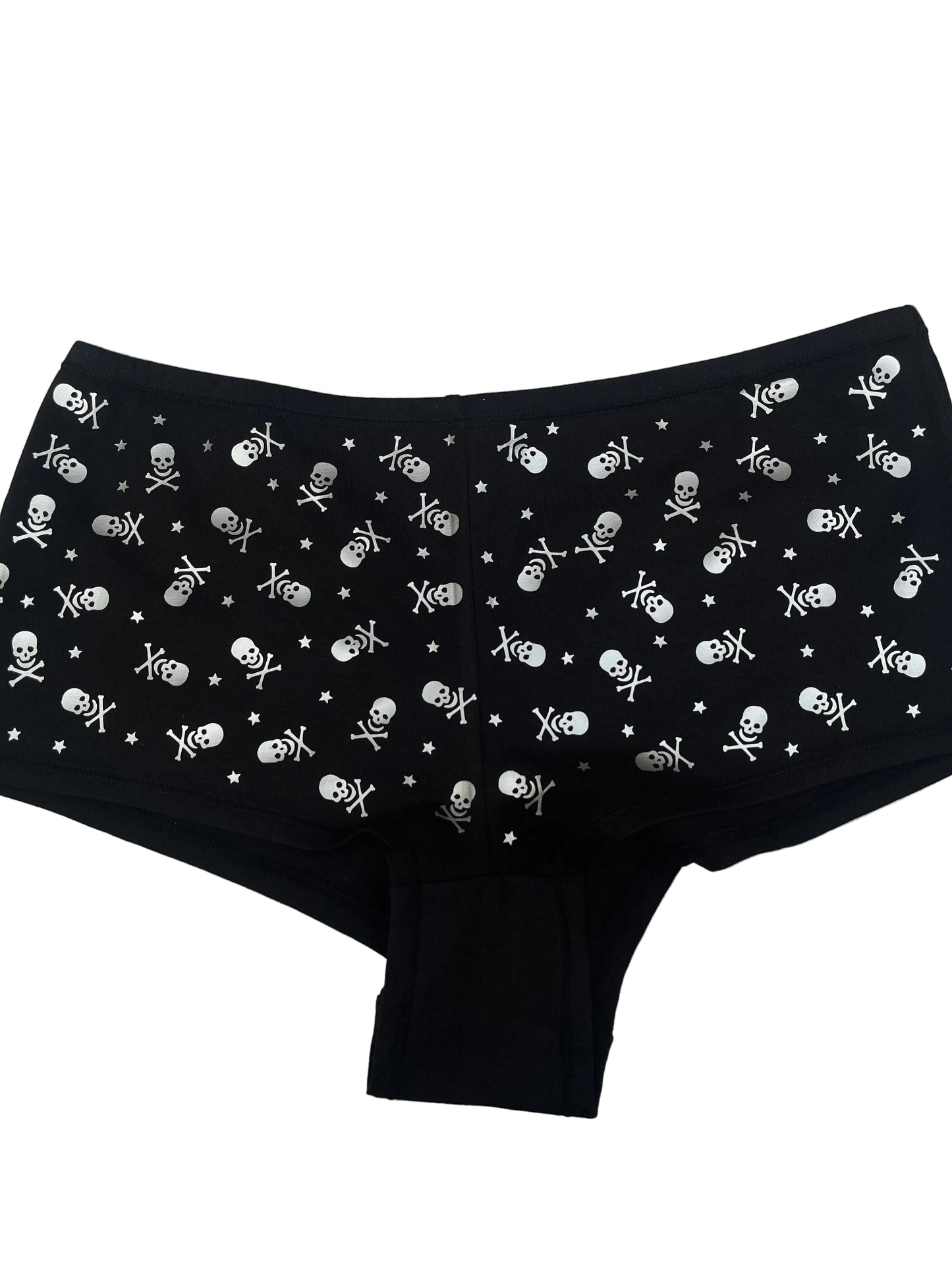 Pink Black Low Rise Booty Shorts All Over Star & Skull Design