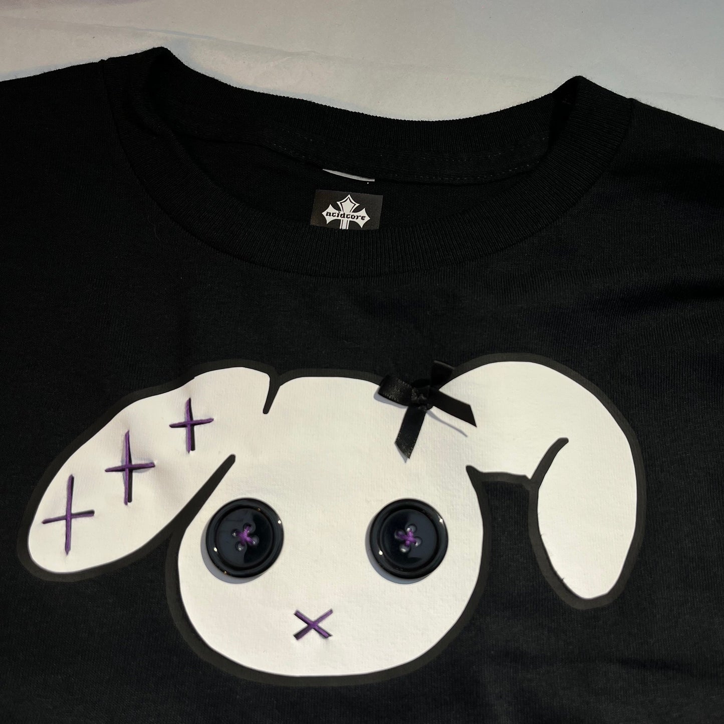 Purple n Black Stripe Sleeved Bunny Goth Grunge T-shirt