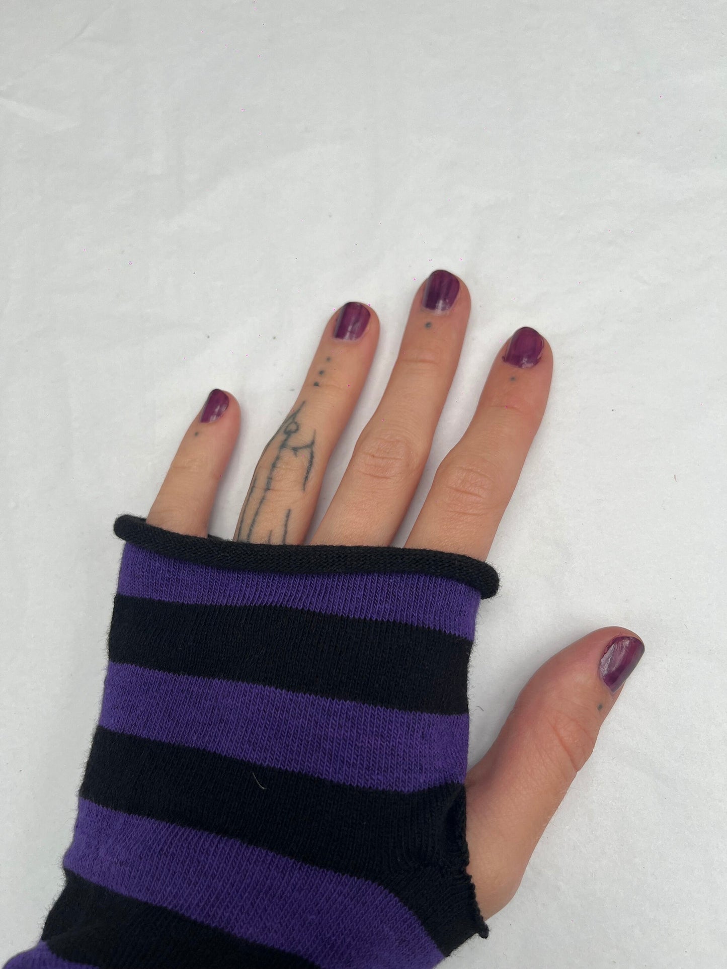 Purple n Black Stripe Sleeved Bunny Goth Grunge T-shirt