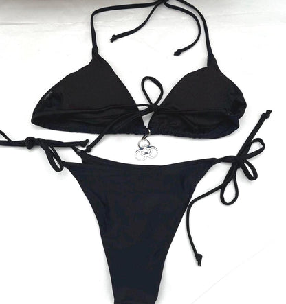 Scene Heart Biohazard Black Bikini – Women's Tie String Halter Set | Acidcore