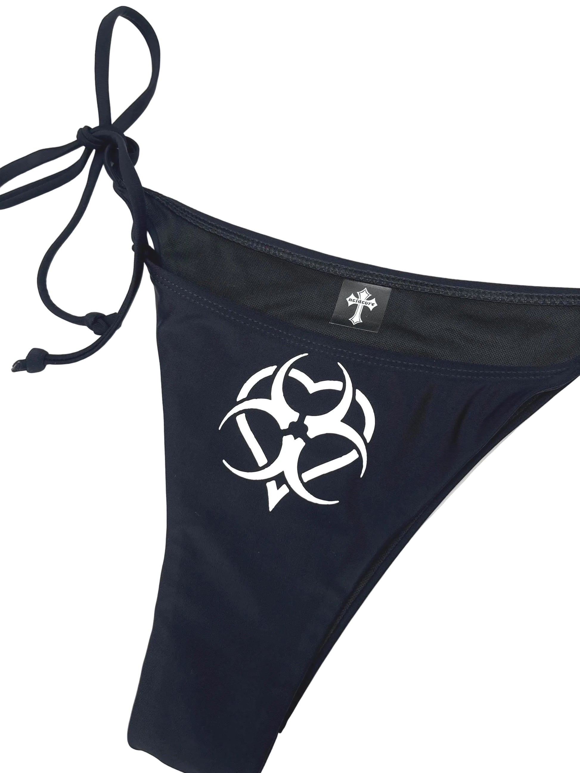 Scene Heart Biohazard Black Bikini – Women's Tie String Halter Set | Acidcore