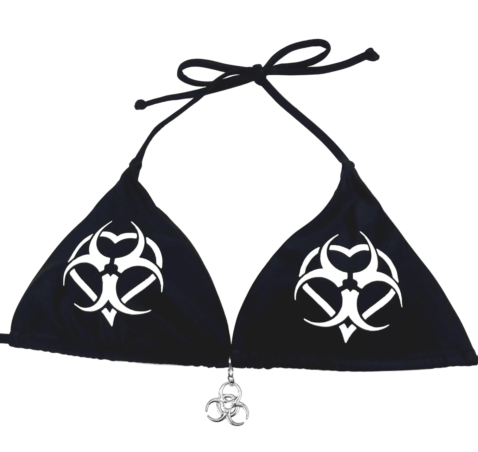 Scene Heart Biohazard Black Bikini – Women's Tie String Halter Set | Acidcore