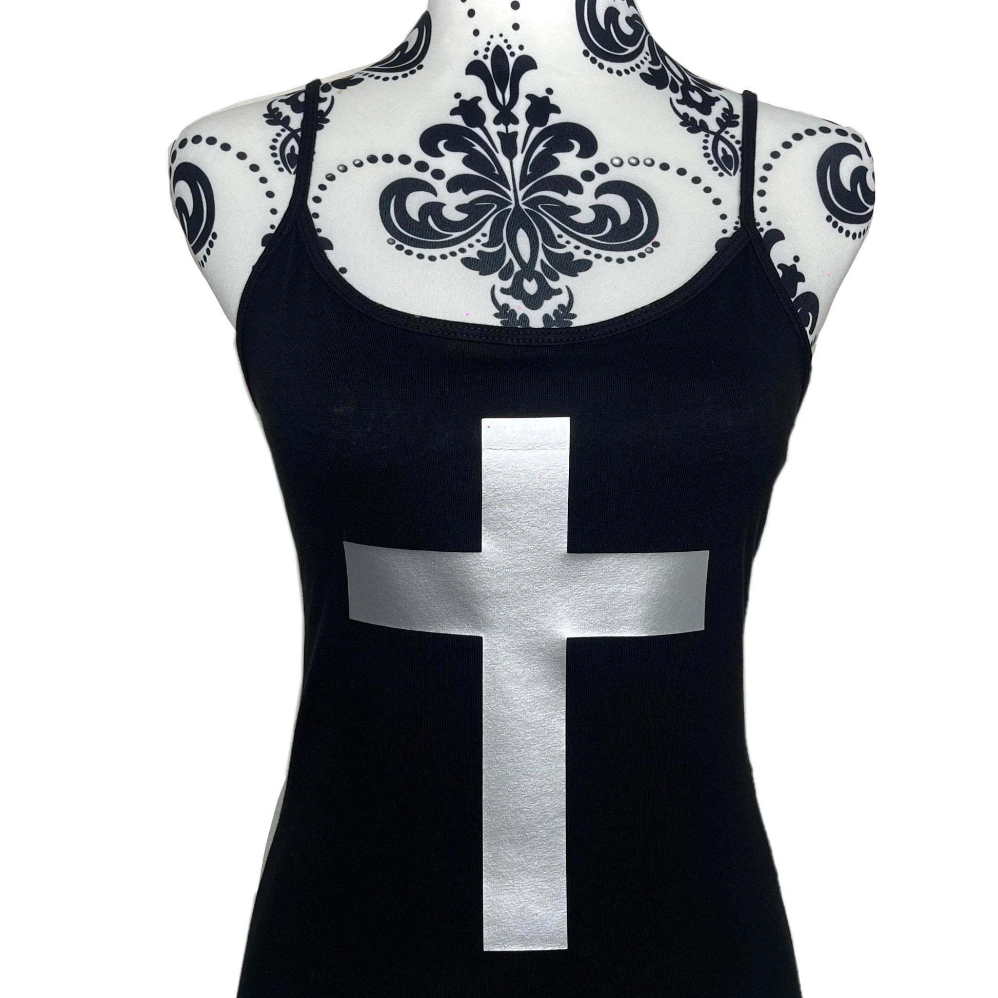 Silver Cross Black Grunge Cami Vest Tank Top Women’s