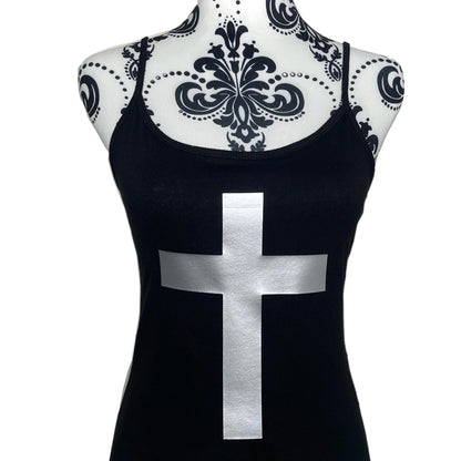 Silver Cross Black Grunge Cami Vest Tank Top Women’s