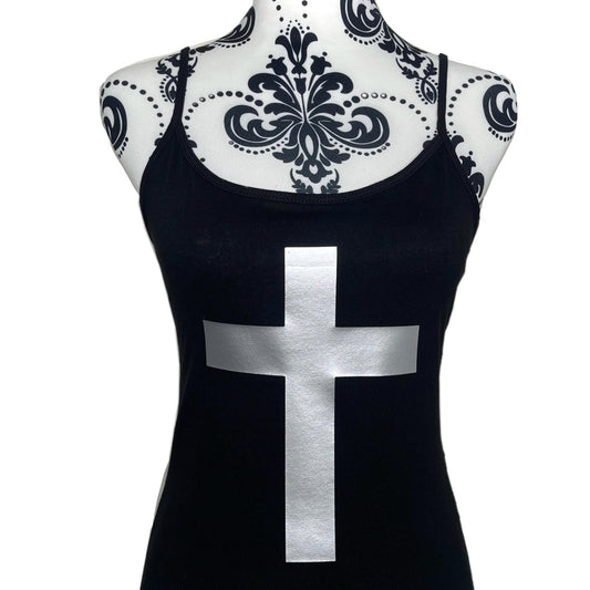 Silver Cross Black Grunge Cami Vest Tank Top Women’s