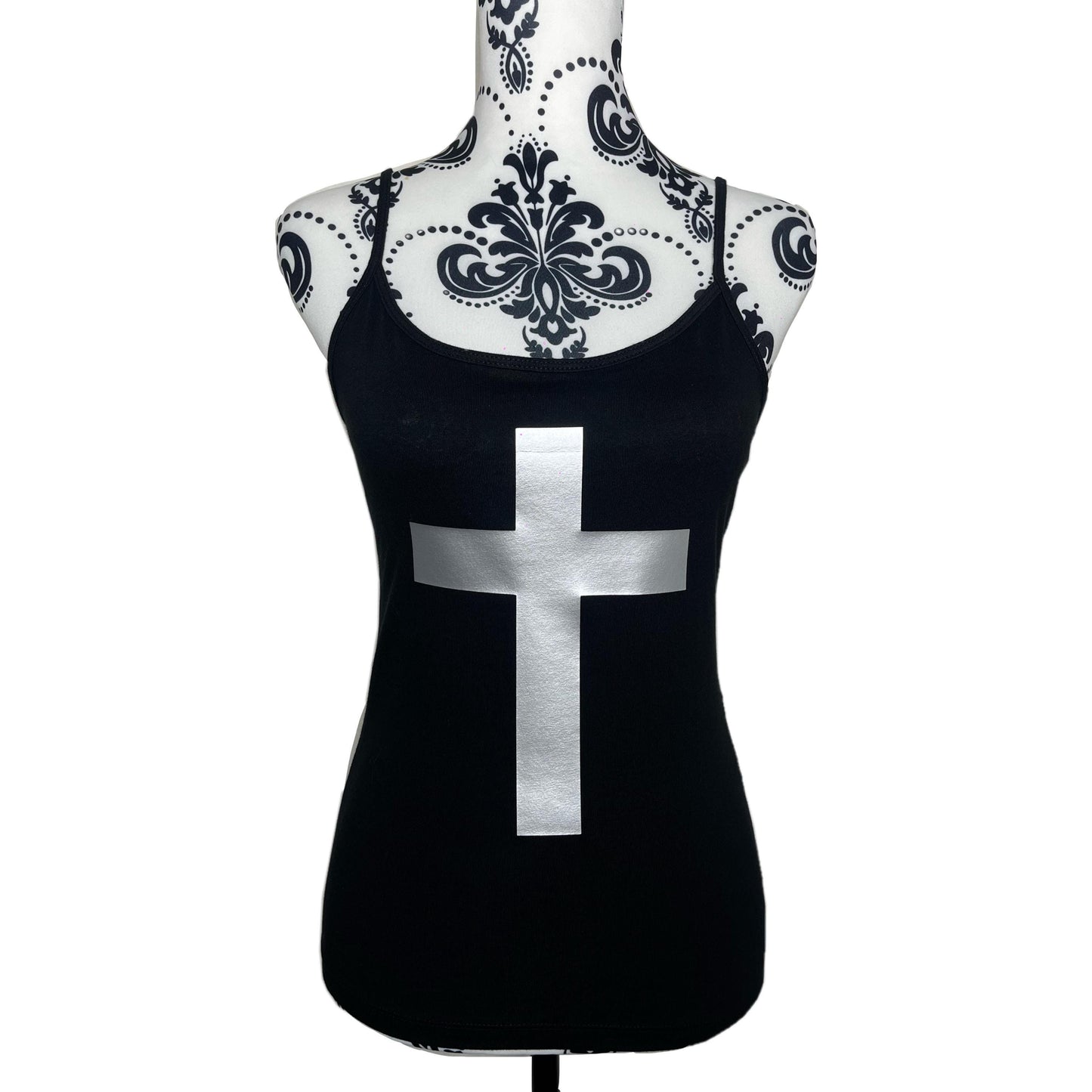 Silver Cross Black Grunge Cami Vest Tank Top Women’s