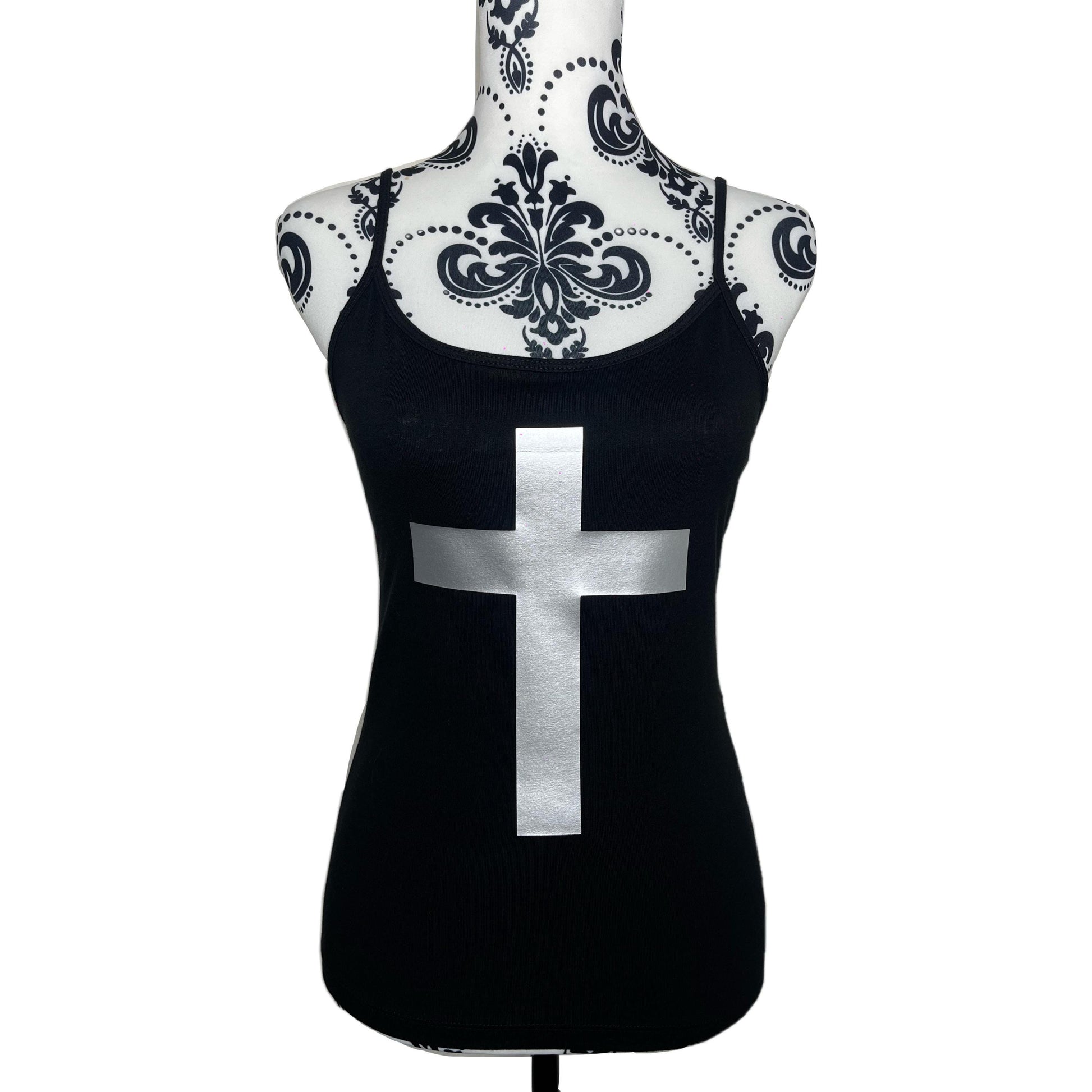 Silver Cross Black Grunge Cami Vest Tank Top Women’s