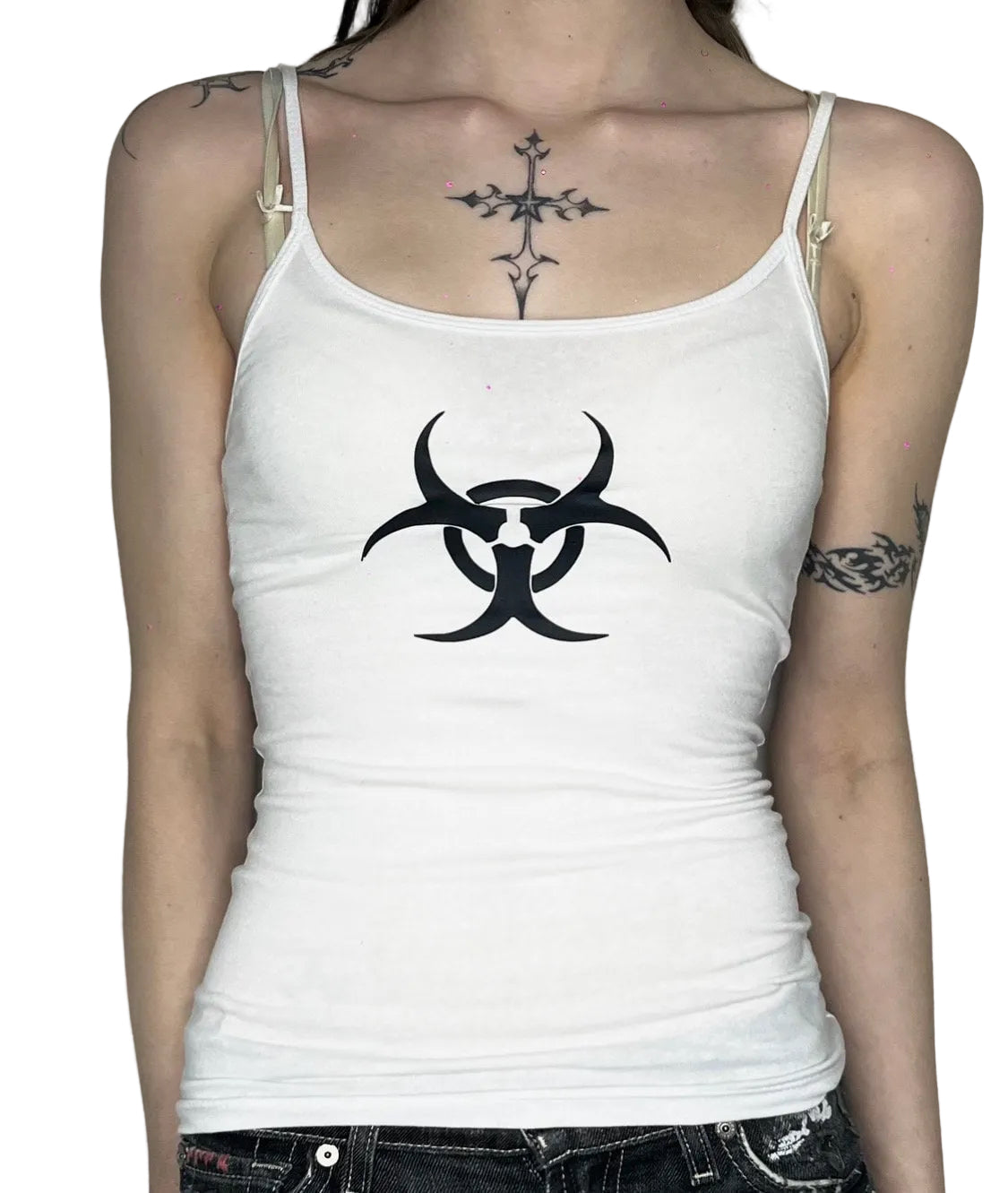 White Biohazard Warning Symbol Cami Tank Top