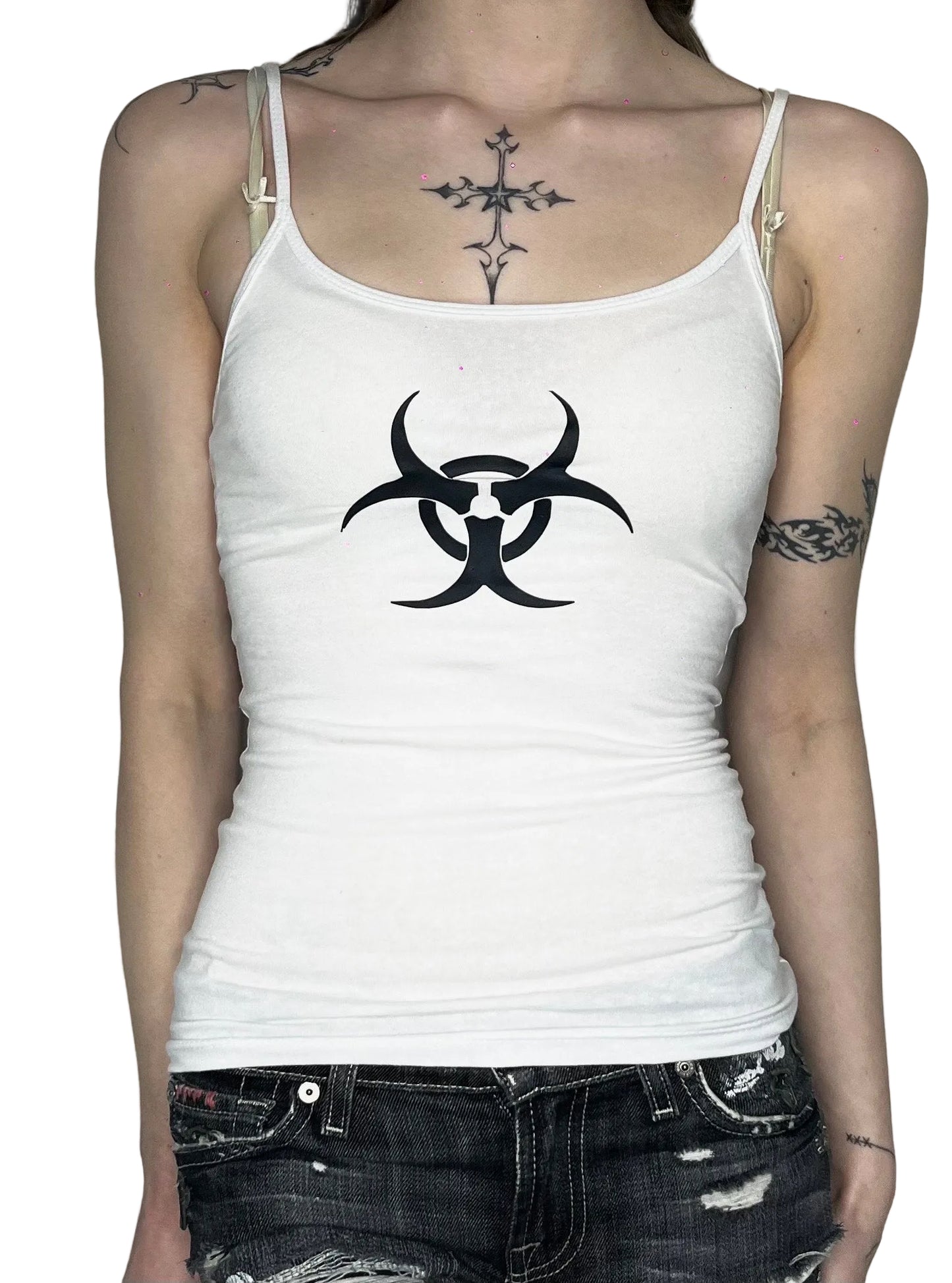 White Biohazard Warning Symbol Cami Tank Top