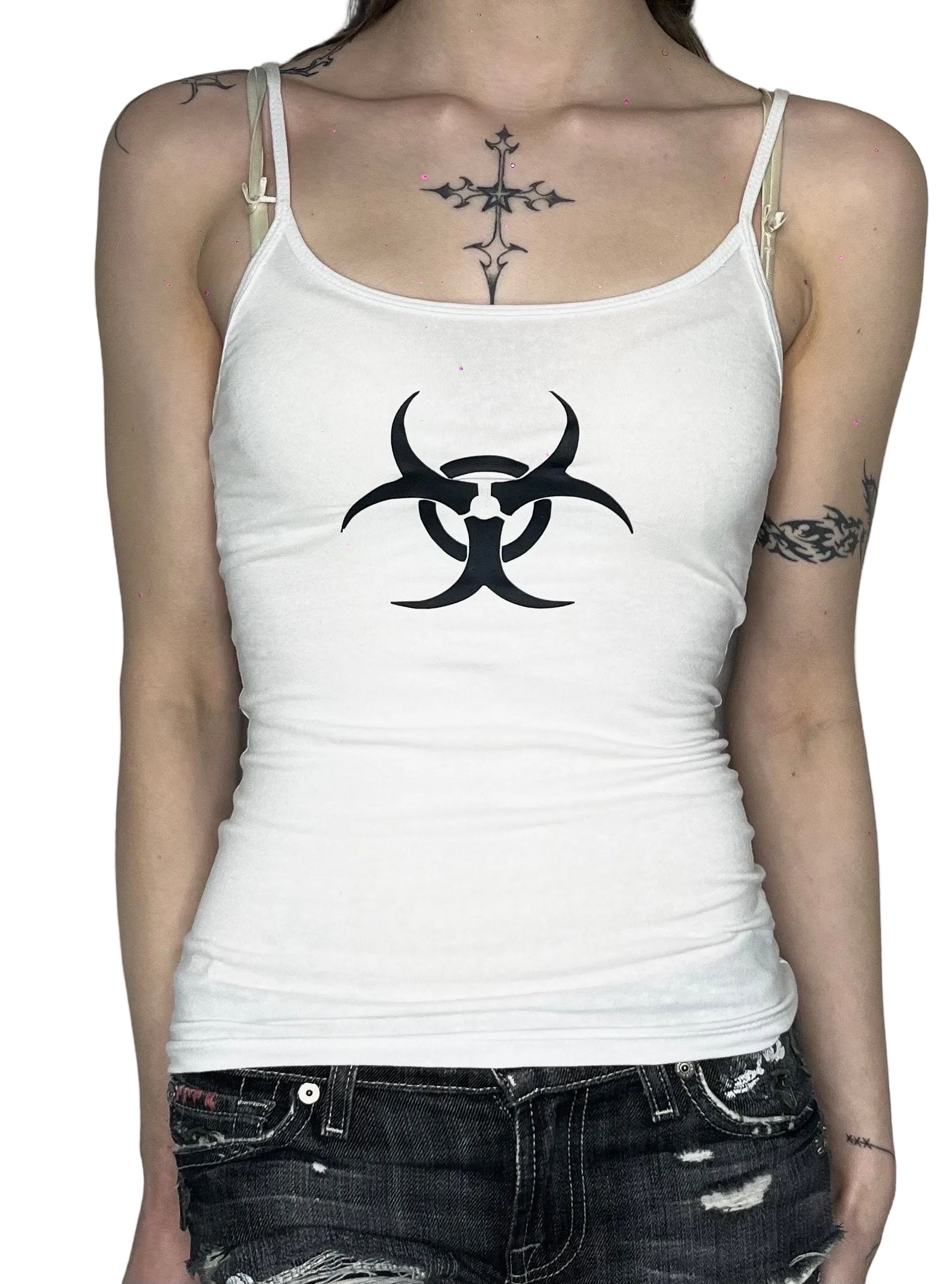 White Biohazard Warning Symbol Cami Tank Top