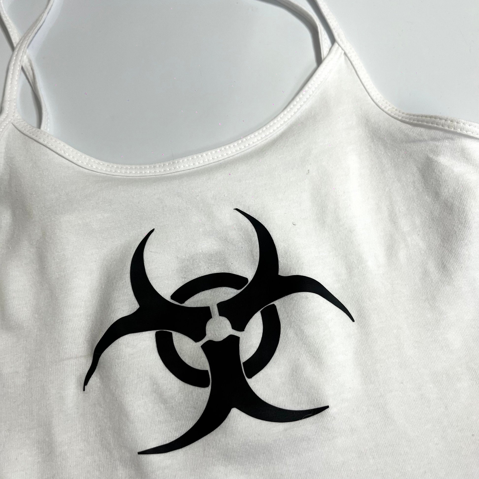 White Biohazard Warning Symbol Cami Tank Top