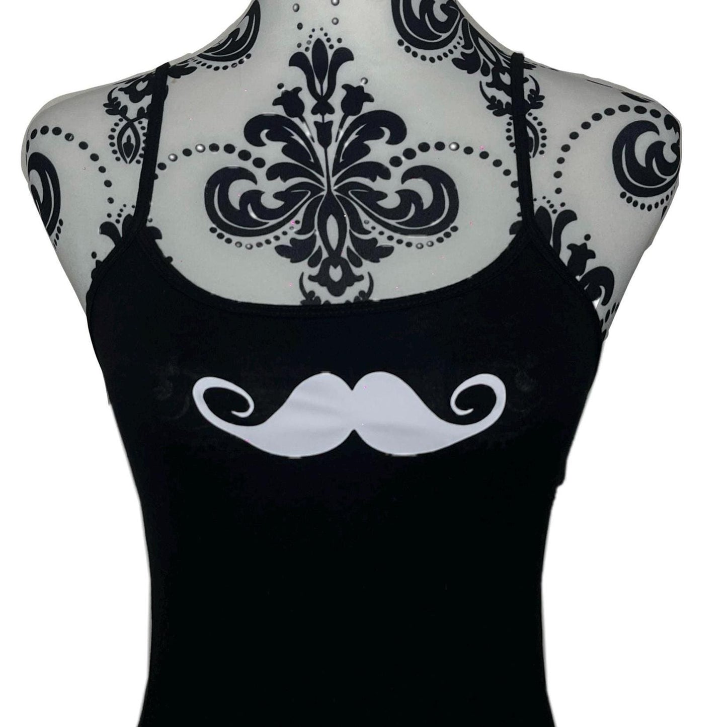 White Moustache Y2k Black Tank Top Vest