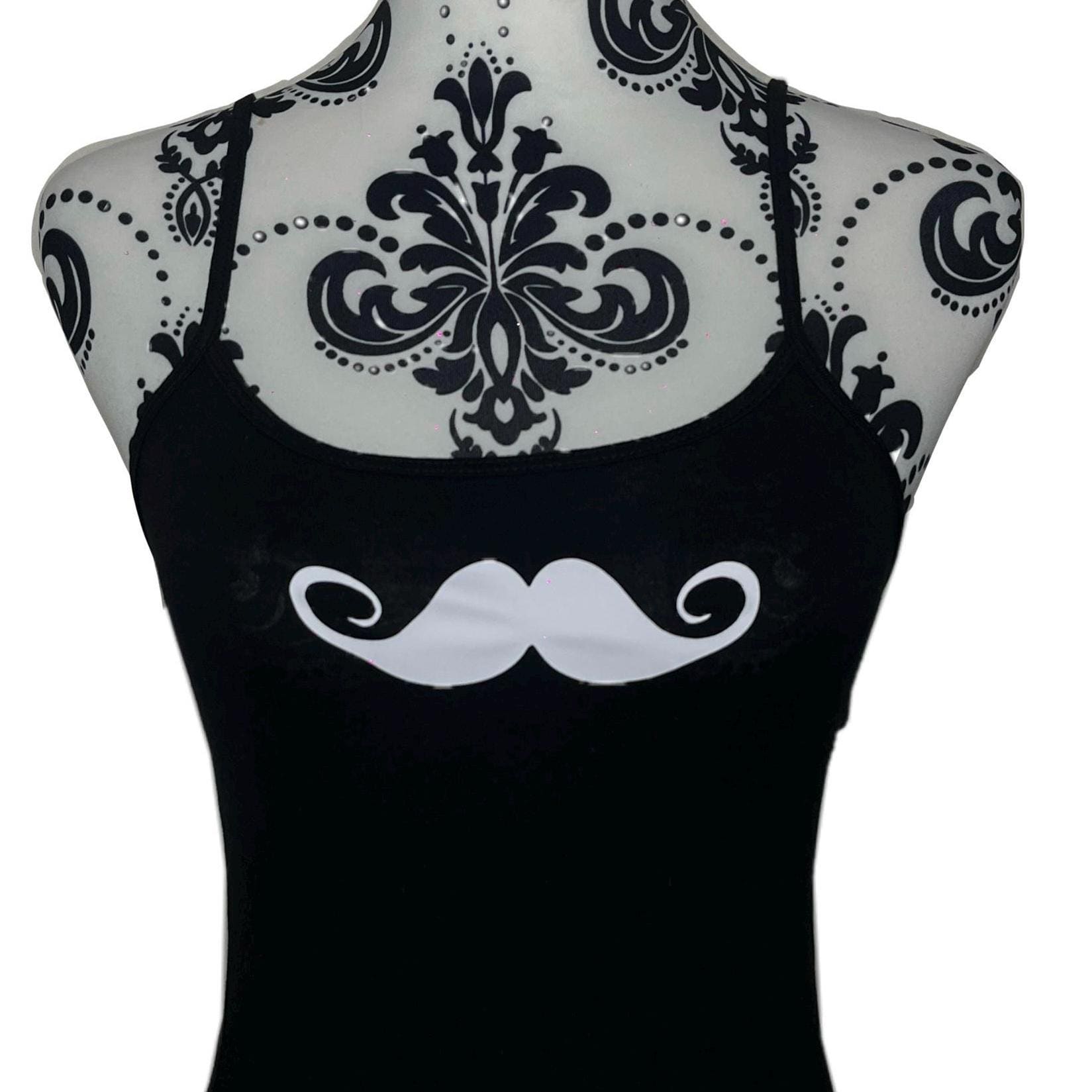 White Moustache Y2k Black Tank Top Vest