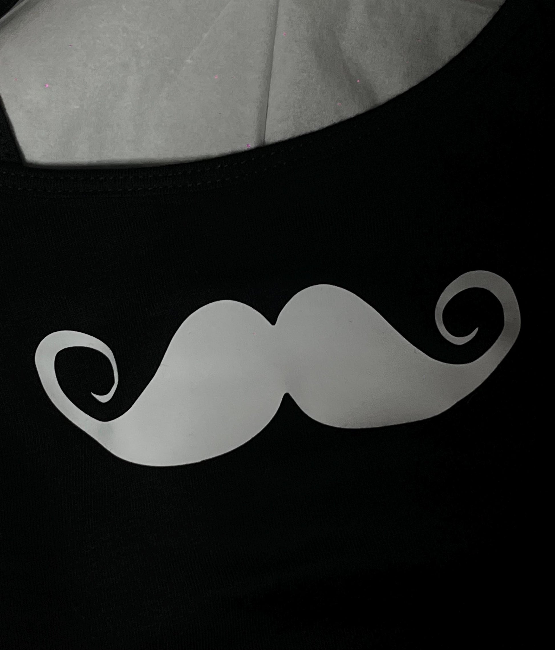 White Moustache Y2k Black Tank Top Vest
